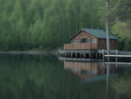 A cabin on a lake in Minnesota. 