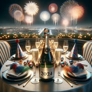 A new year’s table with champagne