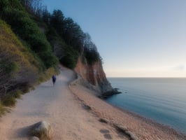 A path along a cliff near the sea. 