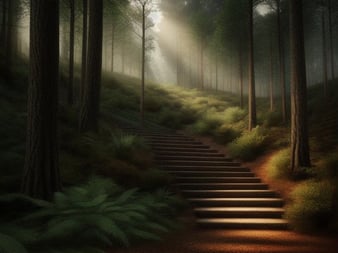Stairs in a forest going uphill